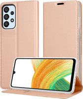 Cadorabo Hoesje geschikt voor Samsung Galaxy A33 5G in CLASSY ROSE GOUD - Beschermhoes met magnetische sluiting, standfunctie en kaartvakje Book Case Cover Etui