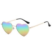 eSpecialz - Hartjes zonnebril - Festival zonnebril - Multicolor - Rainbow - Pride - Goud