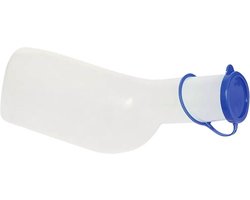 Ampri - Urinaal voor mannen - 1 liter - melkwit kunststof plasfles/urinefles met deksel