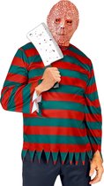 Widmann - Horror Films Kostuum - Gruwelijke Nachtmerrie Freddy Krueger Moordenaar Man - Rood, Groen - Small / Medium - Halloween - Verkleedkleding