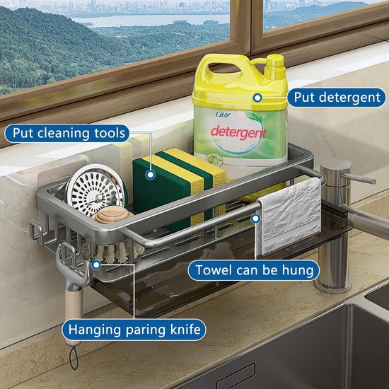 Spoelbak-organizer voor keuken, geen boren, hangende