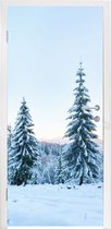 Deursticker Winter - Sneeuw - Bomen - 80x215 cm - Deurposter