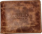 Wild Leather Only !!! Portemonnee Heren Buffelleer Coqnac ( WH-300-16) - Billfold -12x 2,5x9,5cm -