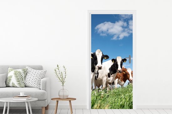 Sticker pour porte Vaches - Campagne - Pâturage - Nature - Animaux - 75x205 cm - Affiche de porte
