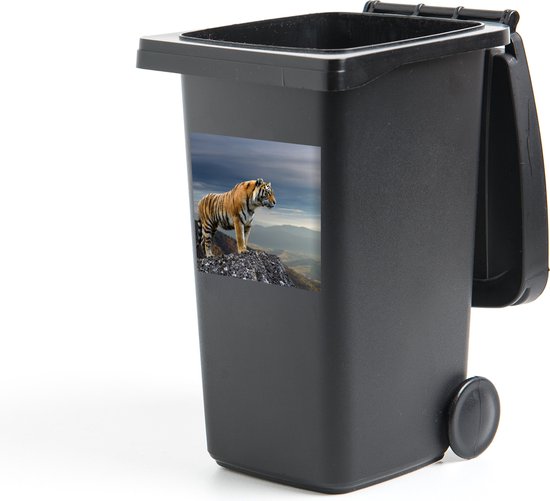 Container sticker Tijger - Berg - Natuur - Landschap - 40x40 cm - Kliko sticker