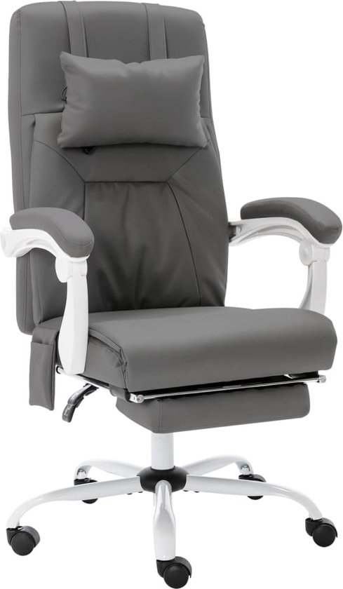 vidaXL Fauteuil de massage de bureau Cuir artificiel Gris