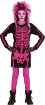Widmann - Spook & Skelet Kostuum - Korte Jurk Skelet Kind Roze Meisje - Roze - Maat 140 - Halloween - Verkleedkleding