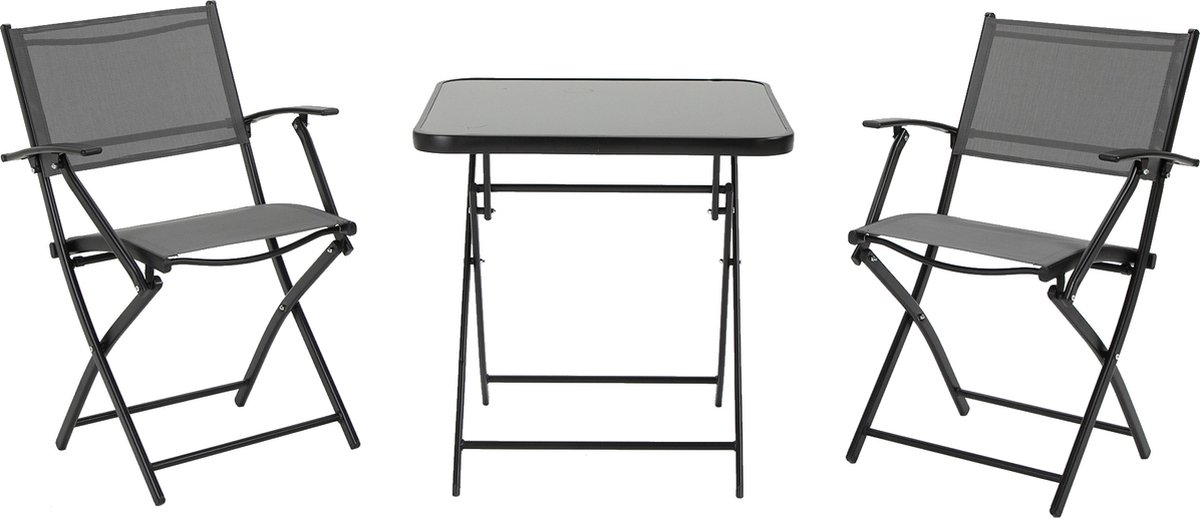Outsunny Sitzgruppe inklusive zwei Stühlen und ein Tisch mit Glasplatte 84B-700V01