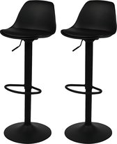 Urban Living - Barkrukken set van 2 - Barstoelen met rugleuning - Zwart - Kunstleer - Zwart