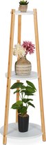 Relaxdays plantenrek met 3 etages - plantenstandaard - bloemenrek - rond - 98 x 35 cm