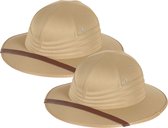 Tropenhelm - 2x - safari helmhoed - nylon - volwassenen - verkleed hoeden