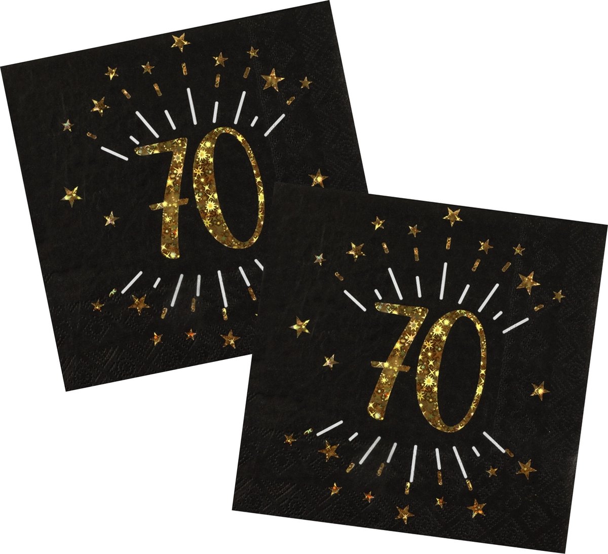 Verjaardag feest servetten leeftijd - 20x - 70 jaar - goud - 33 x 33 cm