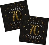 Serviettes de fête d'anniversaire âge - 20x - 70 ans - or - 33 x 33 cm