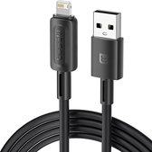 Toocki Oplaadkabel 'Fast Charging' - USB-A naar Lightning - 12W 2.4A Snellader - 2 Meter - voor Apple iPhone 8/X/XS/XR/11/12/13/14/SE, iPad, AirPods, Watch - Tot 2 Keer Sneller - Sterker snoer van TPE-Rubber - voor Apple Carplay - ZWART
