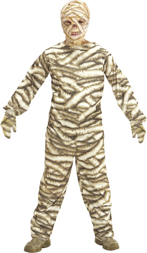 Widmann - Mummie Kostuum - Afschuwelijke Mummy Kind Kostuum - Wit / Beige - Maat 164 - Halloween - Verkleedkleding