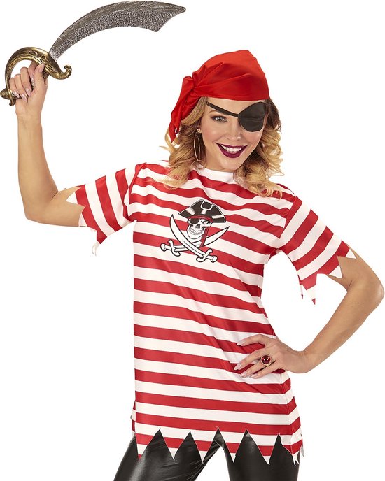 Widmann - Piraat & Viking Kostuum - Rood Gestreepte Verkleedset Piraat Dura Vrouw - Rood - XL - Carnavalskleding - Verkleedkleding