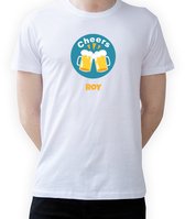 T-shirt met naam Roy|Fotofabriek T-shirt Cheers |Wit T-shirt maat L| T-shirt met print (L)(Unisex)
