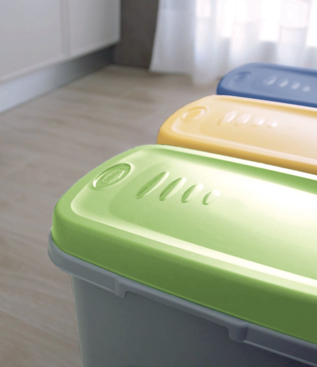 Poubelle De Tri Sélectif 50 Litres - Vert - Plastique Durable - Pour Cuisine, Bureau, Recyclage