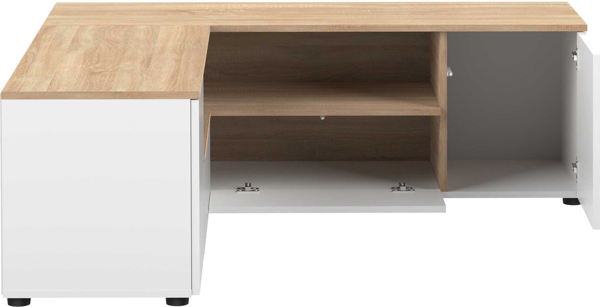 Tv-meubel Cleo 130cm - Wit/eik