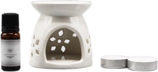 Holy Blessings - Aromaburner Set - Oliebrander - Aromabrander voor geurolie - Olieverdamper met kaars & geurolie - Aromatisch - Luchtverfrisser