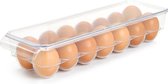 PlasticForte Boîte à œufs - porte-œufs organisateur de koelkast - 14 œufs - transparent - plastique - 37 x 11,5 cm