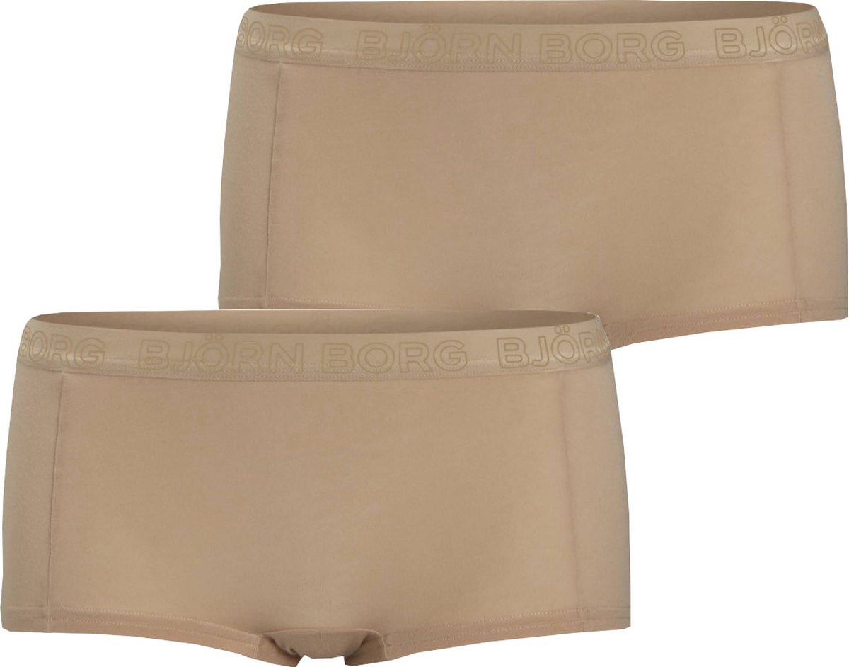 Björn Borg - Dames - Minishort Cotton Stretch 2-Pack - Beige - Maat 34