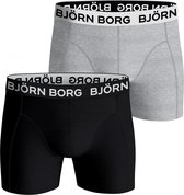 Björn Borg Cotton Stretch boxers - heren boxers normale lengte (2-pack) - zwart en grijs - Maat: S