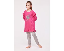 Woody pyjama meisjes/dames - fuchsia - kalkoen - 232-10-TUL-S/388 - maat 176