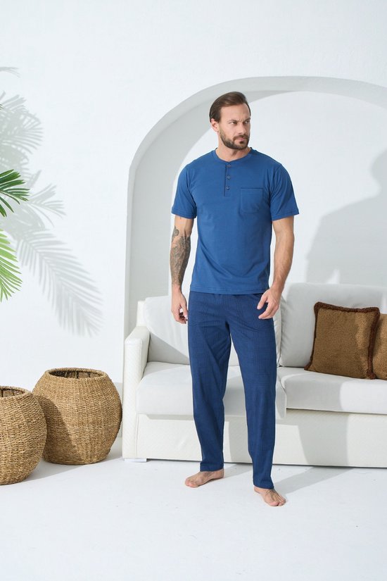 Heren Huispak /Pyjama Cornell/ Indigo kleur / maat L