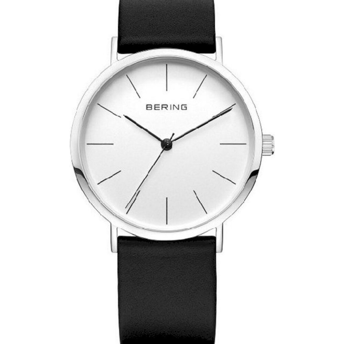 BERING 13436-404 - Horloge - Leer - Zilverkleurig - Ø 36 mm