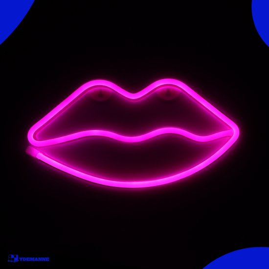 Neon Lamp - Lippen Roze - USB of Batterijen - Neon Verlichting - Neon Led Lamp - Neon Wandlamp