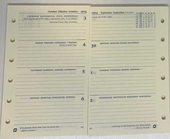 Succes Agendavulling Calendaria 2026 - JUNIOR - CREME Papier- alleen