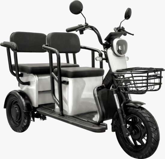 Elektrische driewieler 2 stoelen,zonder rijbewijs , Wit 25 km/u, Bereik tot  40km aan... | bol.com