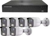 Camerabeveiliging 2K QHD - Sony 5MP - Set 6x Bullet - Wit - Buiten & Binnen - Met Nachtzicht - Incl. Recorder & App
