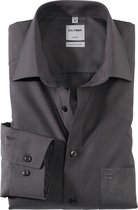 OLYMP Luxor comfort fit overhemd - antraciet grijs - Strijkvrij - Boordmaat: 40