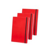 Set van 5x stuks notitieblokje rood met zachte kaft en elastiek A5 formaat - 80x lijntjes paginas - opschrijfboekjes