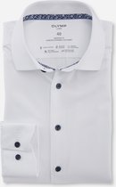 OLYMP 24/7 modern fit overhemd - mouwlengte 7 - twill - wit (contrast) - Strijkvrij - Boordmaat: 42