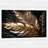 Muursticker - Zwarte en Gouden Palmbladeren - 75x50 cm Foto op Muursticker