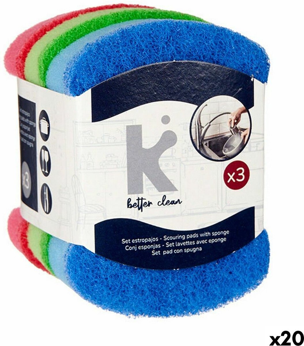Goedkoopste Set of scourers Multicolour Sponge Abrasive fibre (20 Units