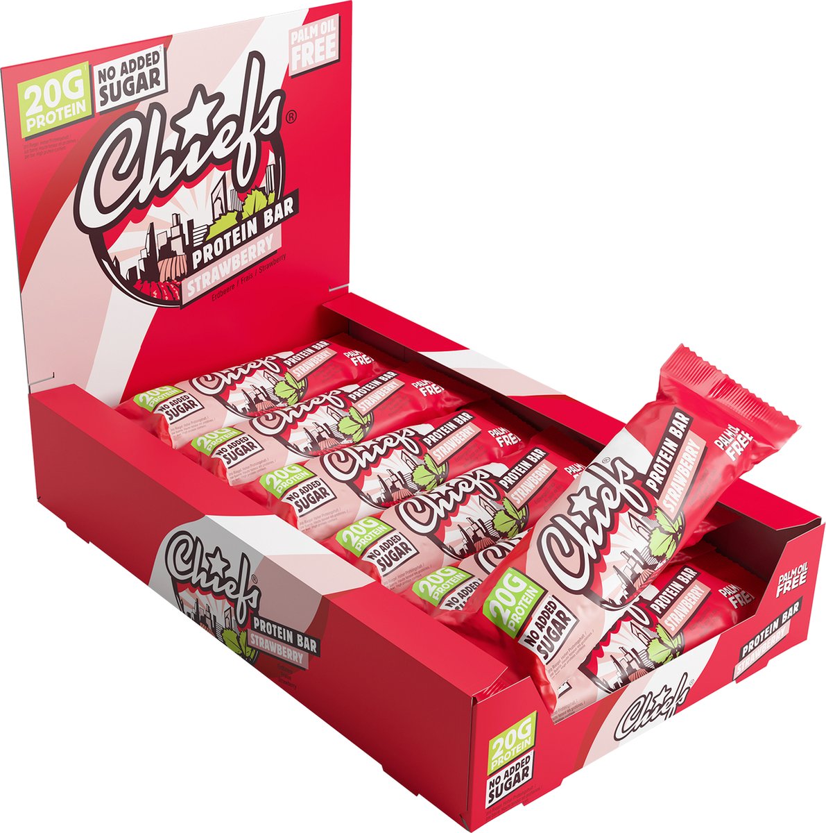 Chiefs Protein Bar (12x55g) Strawberry - Repen - Eiwit Repen