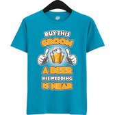 Buy This Groom A Beer | Vrijgezellenfeest Cadeau Man - Groom To Be Bachelor Party - Grappig Bruiloft En Bruidegom Bier shirt - T-Shirt - Unisex - Aqua - Maat 3XL