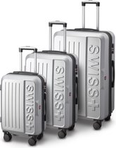 Swiss - Lausanne - 3-delige Kofferset - 4 Wielen - TSA-cijferslot - Zilver/Grijs