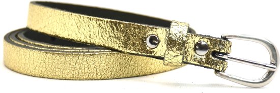 Take-it 1,5 cm smalle gouden riem - goud - 100% leder - Maat 85 - Totale  lengte 100cm | bol