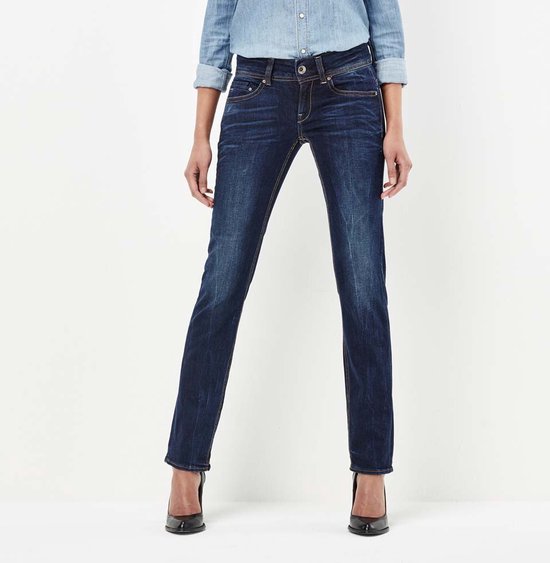 G-STAR Midge Saddle Mid Waist Straight Jeans - Dames - Dark Aged - W25 X L30