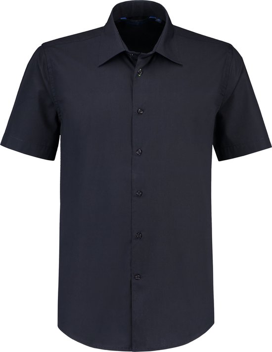 L&S Shirt poplin mix met korte mouwen voor heren dark navy - 4XL