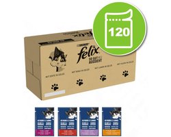 FELIX kattenvoer nat in gelei - variëteiten mix - voordeelverpakking van 120 (120 x 85 g) Merk - Felix