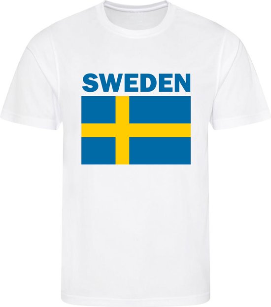 Zweden - Sweden - - T-shirt Wit - Voetbalshirt - Maat: 134/140 (M) - 9 - 10 jaar - Landen shirts