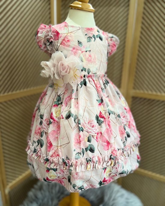 robe de soirée de luxe - robe vintage à imprimé floral - robe de gala - demoiselles d'honneur - mariage - anniversaire - séance photo - diadème de cheveux - élégante - 7 ans