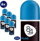 8x4 For Men Musk - 50 ml - Deodorant - 6 st - Voordeelverpakking