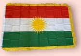 VlagDirect - Luxe Koerdische vlag - Luxe Koerdistan vlag - 90 x 150 cm - Franjes.